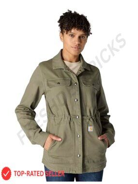 Tencel Fiber Canvas Work Coat Relaxed Fit Long Sleeve Overcoat